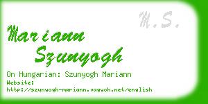 mariann szunyogh business card